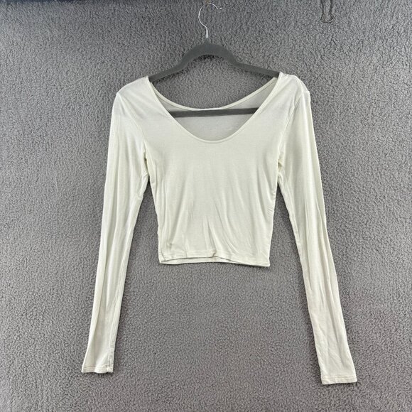Joah Brown Stretch Modal Long Sleeve Crop Top | S/M | Made in USA - Picture 2 of 8
